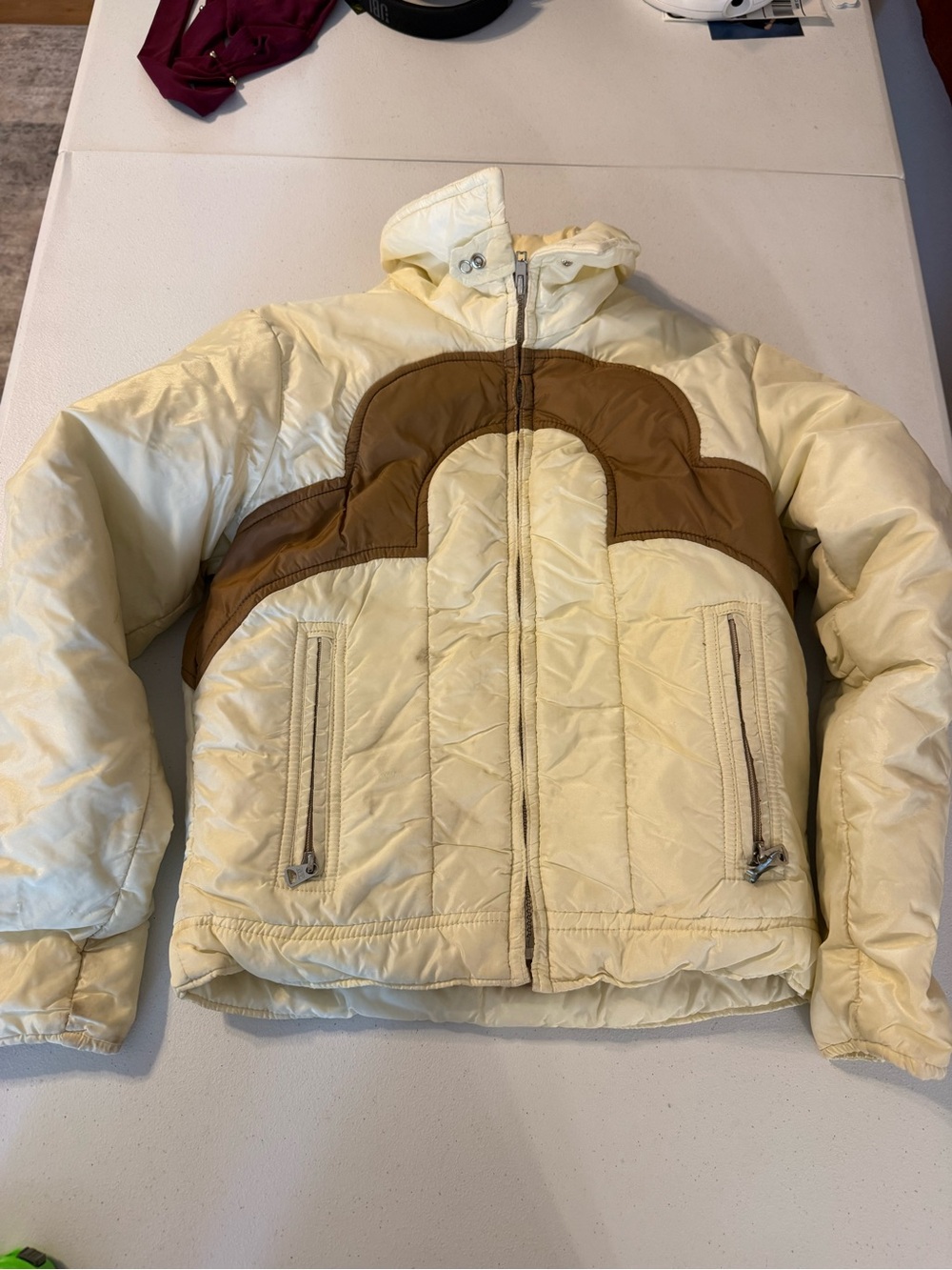 Vintage Gerry Down Filled Puffer Winter Jacket Women’s XS ivory USA Retro Coat
